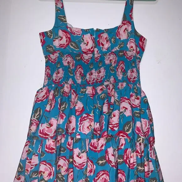 Betsy Johnson ruched back floral sundress size 12, floral chic summer dress - Picture 4 of 10